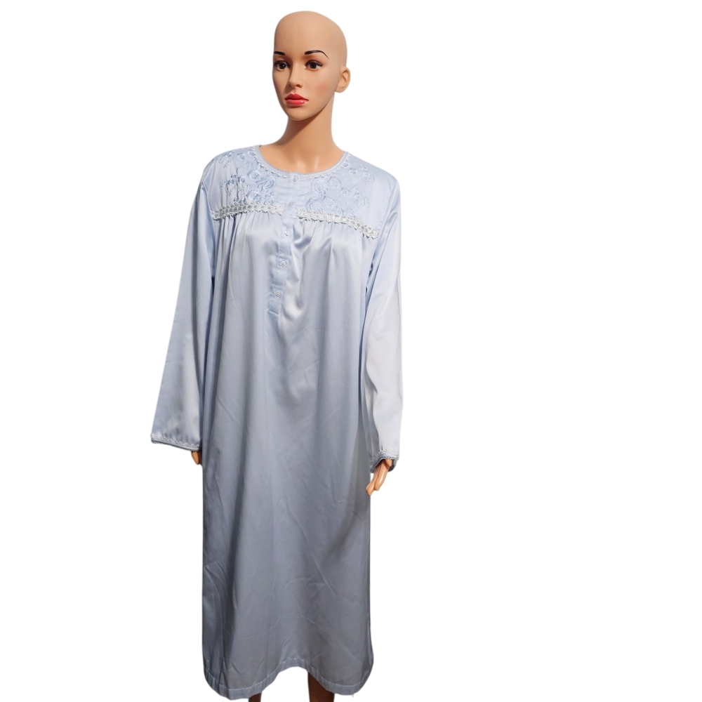 Charter Club Intimates Blue Long Sleeve Nightgown Sz L